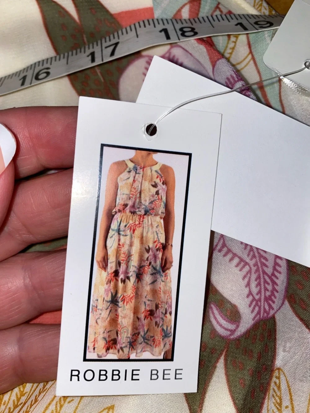 NWT! Robbie Bee Cream Maxi Dress with Coral, Teal & Mustard Floral Print Size 14 - Picture 13 of 16